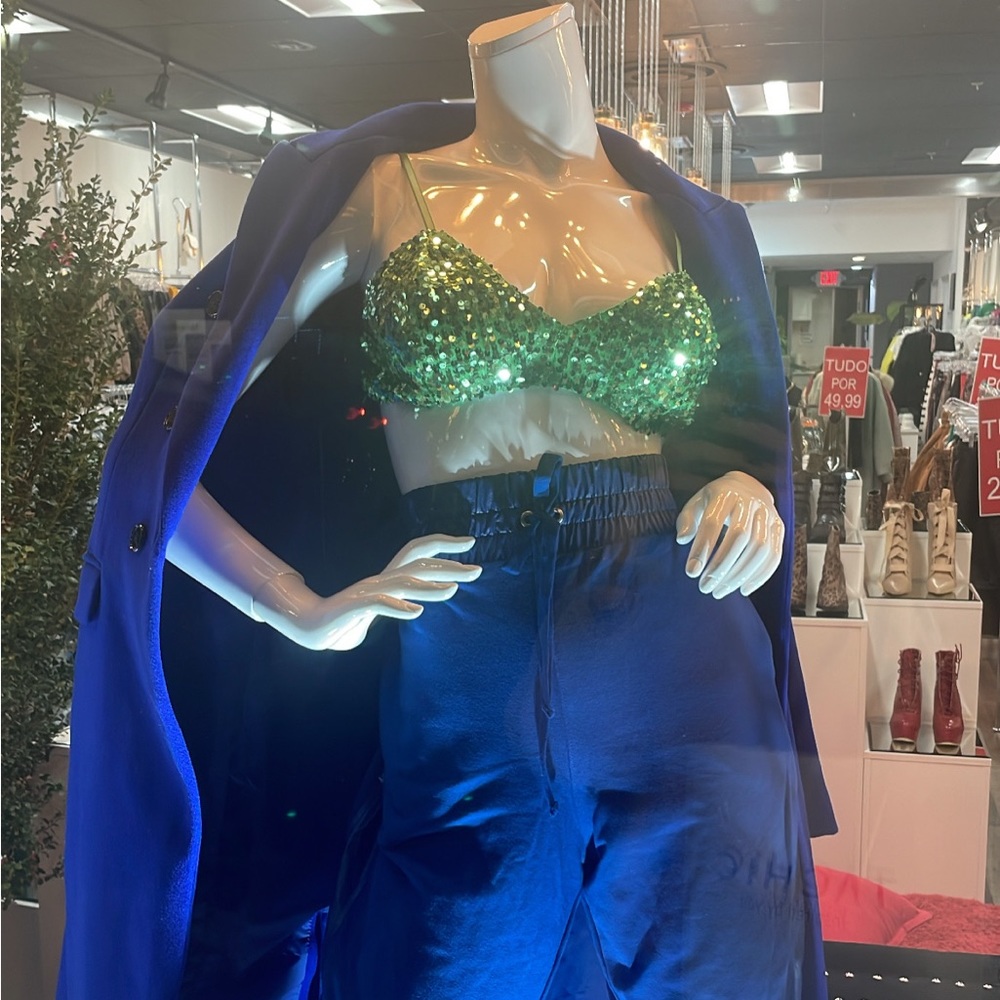 Green sequined bra top